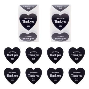 Imagem de 1000 pçs adesivos de agradecimento em forma de coração em forma de rolo para embalagem de panificação, selos de envelopes, pequenas empresas, casamento, aniversário, festa de Dia de Ação de Graças