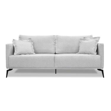 Imagem de Sofá 2 Lugares Pé De Ferro Preto Rafaela 180 Cm Linho S04 - D'rossi Cor Grigio