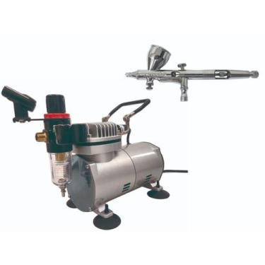 Imagem de Kit Compressor Ar Direto Aerografia + Aerógrafo 0,25Mm 9Cc - Onetools