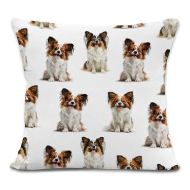 Imagem de Yorhifa Papillon Capas de almofada para cães 45 x 45 cm, presentes para donos de cães, presentes de Papillon para amantes de cães, capas de almofada para sofá, decoração de quarto de casa