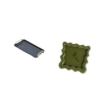 Imagem de Fenteer Organizador Elegante de Prato Retangular para Lanche E Relógio de Parede Quadrado para Casas, Hotéis, Banheiros, Fazendas, Salas de Aula, Cozinhas E E