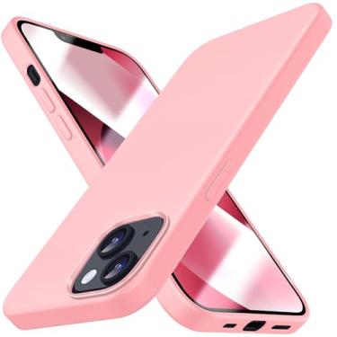 Imagem de Capa compatível com iPhone 13 Mini, capa fina de silicone líquido, capa protetora à prova de choque, capa de telefone com forro de microfibra macia antiarranhões (rosa)