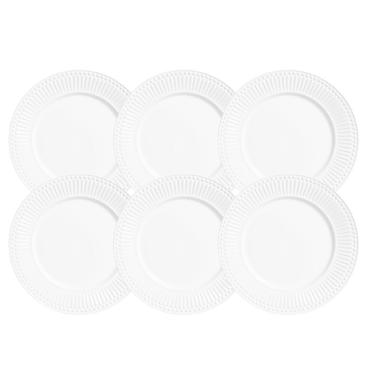 Imagem de Jogo Pratos Fundo 22Cm Kit 6 Peças Roma Branco Porto Brasil