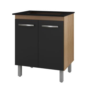 Imagem de Balcão Para Cooktop Jade 5 Bocas 2 Portas Moblis Cor:savana Preto