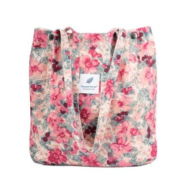 Imagem de Bolsa de mão TOPASION Camellia Corduroy Sacola 34x32x11 cm