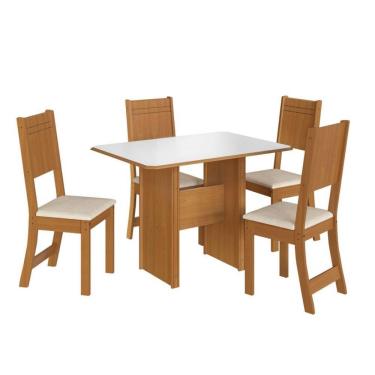 Imagem de Conjunto De Mesa Para Sala De Jantar Indekes Evora 04 Cadeiras Freijo/off Whit