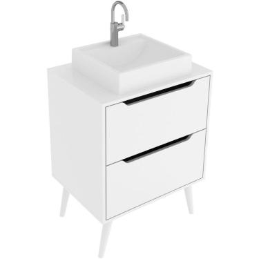 Imagem de Gabinete Para Banheiro 60 Cm 2 Gavetas Com Cuba Robin Branco
