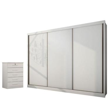 Imagem de Guarda Roupa Casal Londres Com Nicho E Gaveteiro Suiça Neve - Novo Horizonte