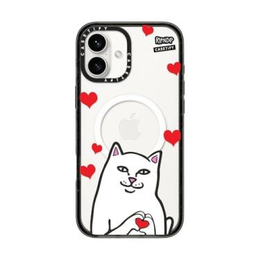 Imagem de CASETIFY Capa Impact para iPhone 16 Plus [RipNDip Colab / 4X Testada contra quedas de grau militar/Proteção contra quedas de 2,5 metros/Compatível com Magsafe] - Nermal Loves - Preto transparente