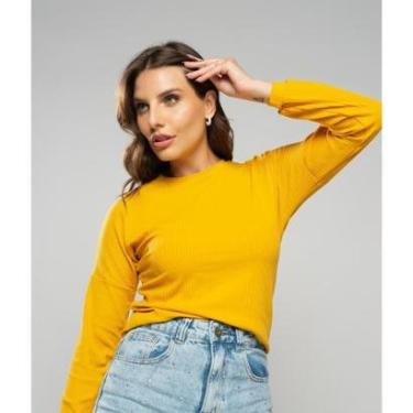 Imagem de Blusa Salvatore Fashion Morcego Gola Canoa Manga Longa Canelada Feminina-Feminino