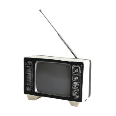 Imagem de Generic Enfeite de rádio vintage para mesa de centro, decoração retrô em formato de rádio, estátua de resina para estante ou quarto, Branco