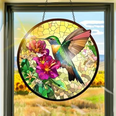 Imagem de Acrílico colorido, apanhador de sol, decoração de janela suspensa de pássaros, arte de parede de arco-íris, para sala de estar, quarto, varanda, interior e exterior, jardim, enfeites de Natal 19 x 19