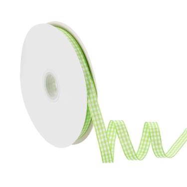 Imagem de PATIKIL Fita guingão de 1,5 m x 9,5 cm, fita xadrez de nylon quadriculada para presente para dia de Ação de Graças, grinalda, artesanato, aniversário, casamento, verde