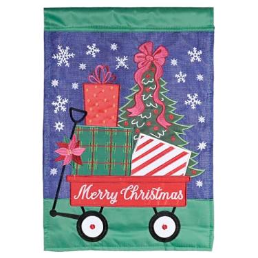 Imagem de Dicksons Bandeira de jardim de Natal, decoração de férias ao ar livre, banner de quintal sazonal dupla face grande 73 x 106 cm carrinho de presente de serapilheira de poliéster