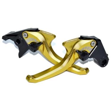 Imagem de MTCRIGHTER Conjunto de alavanca de embreagem de freio curto de 2 dedos compatível com Honda GROM/ MSX125/Monkey 125, feito de liga de alumínio CNC (ouro)