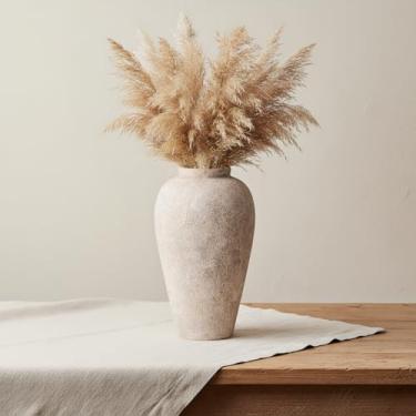 Imagem de Vaso de flores de cerâmica para decoração de casa - Vasos de mesa de fazenda grandes de 23,4 cm, vasos decorativos rústicos para cozinha, sala de estar, café, sala de jantar, prateleira, decoração de