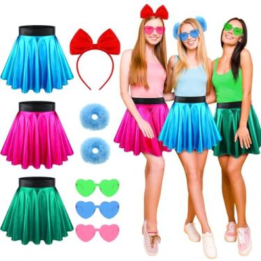 Imagem de Zoooyawn 9 peças de acessórios de fantasia de herói de anime de Halloween, faixa de cabeça, óculos de sol para cabelo, saia para meninas, cosplay (médio)