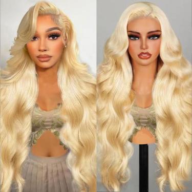Imagem de Peruca frontal de renda TYUKY 71cm 613 Blonde Body Wave 200 Density