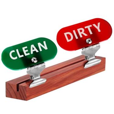 Imagem de Placa limpa e suja para cestas de lavanderia, etiquetas limpas e sujas de aço inoxidável vermelho e verde, clipes indicadores para dentro do cesto de lavanderia da máquina de lavar louça, placas