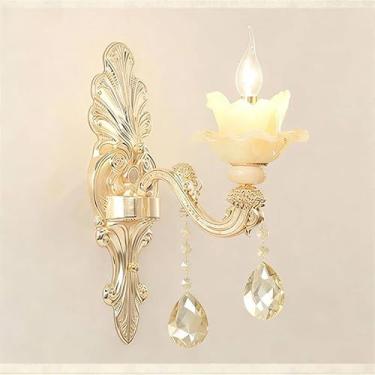 Imagem de Luminária de parede contemporânea de cristal para interiores, estilo europeu, luxuosa, com LED, para decoração de sala de estar, quarto, escritório, quarto modelo, hotel, casa de campo, corr