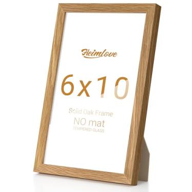 Imagem de Heimlove Moldura de madeira de carvalho, 15 x 25 cm, molduras de alta qualidade para pendurar na parede ou mesa, molduras 15 x 25 cm naturais sem tapete, vidro temperado, kit de parede, cor de