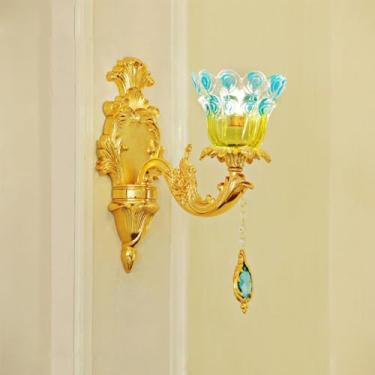 Imagem de Luminária de parede contemporânea de cristal para interiores, estilo europeu, luxuosa, com LED, para decoração de sala de estar, quarto, escritório, quarto modelo, hotel, casa de campo, corr
