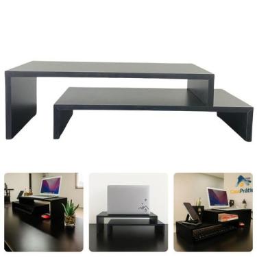 Imagem de Suporte Monitor Mesinha Noteebok Pc Computador Articulável Pinus Preto