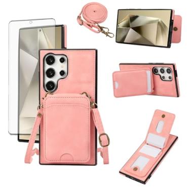 Imagem de Asuwish Capa de telefone para Samsung Galaxy S21 Ultra 5G Capa carteira com protetor de tela de vidro temperado e alça de pulso de couro flip porta-cartão de crédito celular S21ultra 21S S 21 21ultra