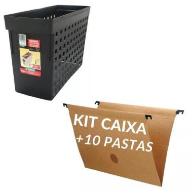 Imagem de Caixa arquivo movel estreito preto +10 pasta suspensa kraft - ORDENE