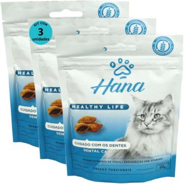 Imagem de Kit 3 Snacks Hana Healthy Life Dental Care Para Gatos Adultos 60g