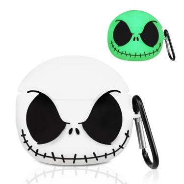 Imagem de Boaretiu Capa para Airpods 3 – Capa 3D que brilha no escuro fofo engraçado personagem de caveira sorridente anime assustador terror legal capa com mosquetão chaveiro para mulheres meninas menino para