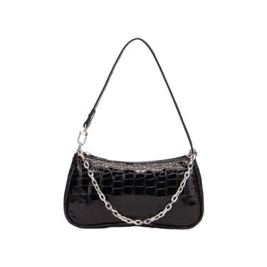 Imagem de Verdusa Bolsas femininas Boho Seashell Pearl Beaded Straw Bags Zipper Single Strap Underarm Purses, Preto, one_size