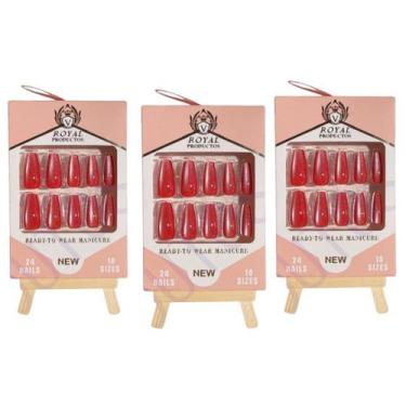 Imagem de Kit Unhas Postiças Vermelho Glamour - Royal, 72