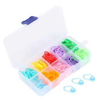 Imagem de Knitting Stitch Marker Counter Crochet Locking Needle Clip 100Pcs 10 Colors Plastic Stitch Markers for Knitting Crochet Craft with Storage Case