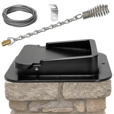 Imagem de Amortecedor de chaminé hermético 33 cm x 33 cm, para lareiras de alvenaria fundidas em madeira, kit de amortecedor apertado de alumínio fundido, amortecedor de chaminé hermético de vedação dupla