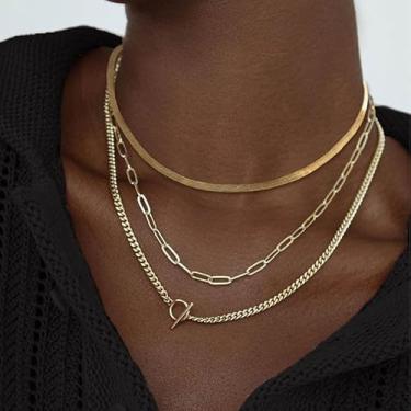 Imagem de Colares em camadas para mulheres, conjunto de joias com corrente dupla, simples, presente moderno