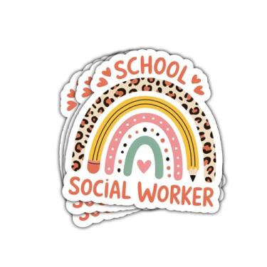 Imagem de Adesivo de óculos de sol com 3 peças de assistente social escolar com citação engraçada para professores, conselheiros, estudantes, laptop, hidroflask, caderno, fichário, para-choque de carro