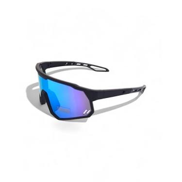 Imagem de Óculos de Sol Esportivo Unissex, Design Futurista e Leve com Ponte Nasal Ajustável para Atividades ao Ar Livre (Preto holográfico)