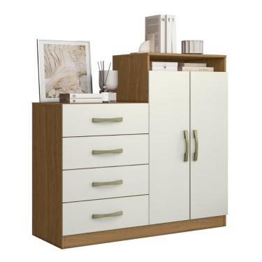 Imagem de Comoda Londres Quarto com 4 Gavetas e 2 Portas Funcional