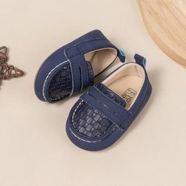 Imagem de Sapatos Oxford para bebês meninos mocassins de couro PU borracha e sola macia sapatos vestidos de casamento, A02/azul, 12-18 Months Toddler