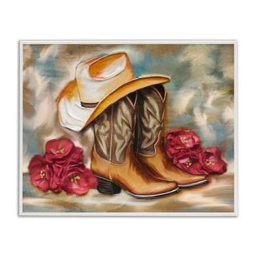 Imagem de Stupell Industries Boots & Floral Bunches Gray Framed Giclee Art, design por Kim Allen, 11 x 14
