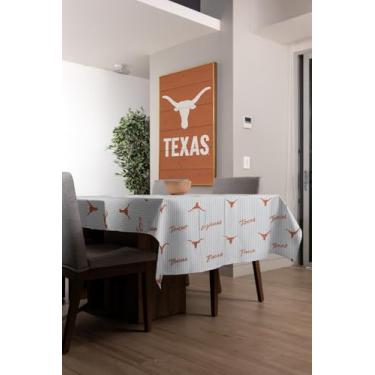 Imagem de Toalha de mesa descartável Texas Longhorns, 2,7 m x 1,4 m para decoração de aniversário, formatura e dia de jogo de futebol americano (1 retângulo de plástico de 2,8 m) (Texas Longhorns)