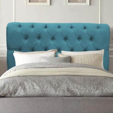 Imagem de Cabeceira Estofada Cama Box Casal 140cm París Suede Azul Turquesa- Mabe Magazine