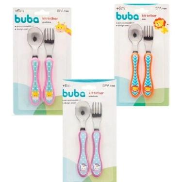 Imagem de 2X Kit Talher Infantil Animal Fun Buba Garfo Colher Bebê Ino