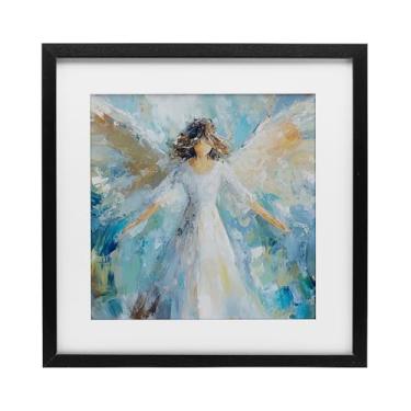 Imagem de Stupell Industries Impressão emoldurada preta Flying Glory Angel sob vidro, design por Petal Prints Design, 13 x 13