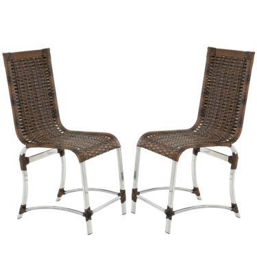 Imagem de 2 Cadeiras De Jantar Em Alumínio Polido E Fibra Sintética