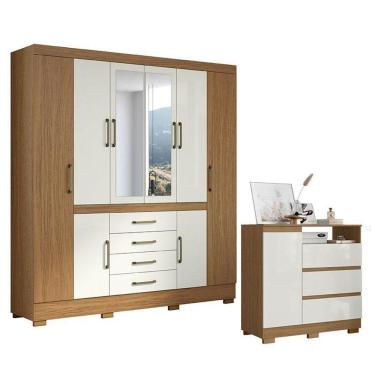 Imagem de Cômoda 2014143 E Guarda Roupa Casal Nápole 2045149 Atacama Off White - Aramóveis