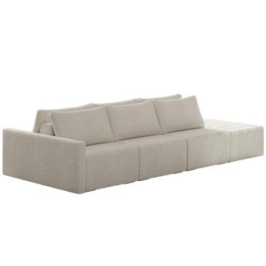 Imagem de Sofá Ilha Modular Com Puff Para Sala Living 312cm Georgia K04 Bouclê Bege - Mpozenato