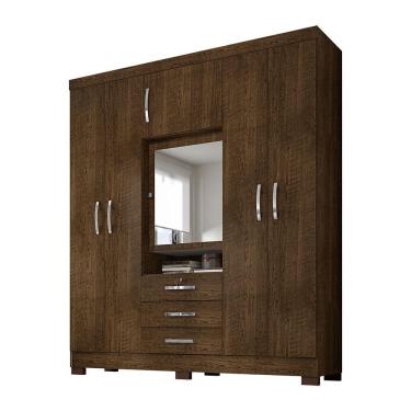 Imagem de Guarda Roupa Casal Com Espelho 6 Portas Porto Malbec - Pallazio