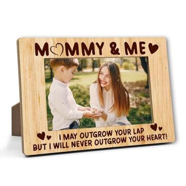 Imagem de DRWJPAT Porta-retrato para mãe, Mommy And Me, presente de filha e filho, Natal, aniversário, Ação de Graças, Dia das Mães, 10 x 15 cm, lembrancinhas de decoração de madeira para mamãe -A05